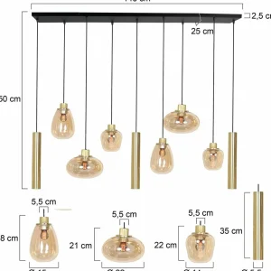 Best Sale Steinhauer Suspension Reflexion, métal, verre, 9 lampes, laiton