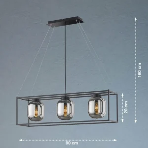 Store FISCHER & HONSEL Suspension Regi avec cadre abat-jour, trois lampes