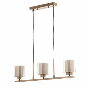 Flash Sale Lucea Suspension Ressa linéaire, laiton ancien, 3 lampes