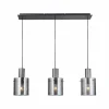 Best Sale Brilliant Suspension Riffelini, longueur 98 cm, gris fumé/noir, 3 lampes
