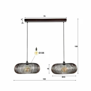 Sale Zijlstra Suspension Rippberg, noire, à deux lampes