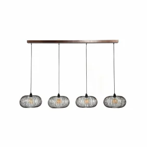 Fashion Zijlstra Suspension Rippberg, noire, à quatre lampes