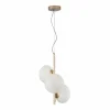 Discount Eco-Light Suspension Ripple, doré/opale, à 3 lampes