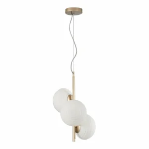 Discount Eco-Light Suspension Ripple, doré/opale, à 3 lampes