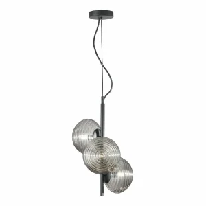 Discount Eco-Light Suspension Ripple, noir/chrome, à 3 lampes