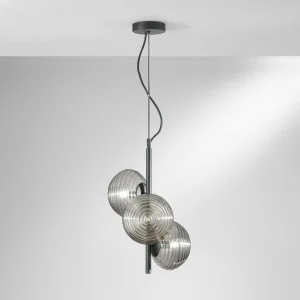 Discount Eco-Light Suspension Ripple, noir/chrome, à 3 lampes
