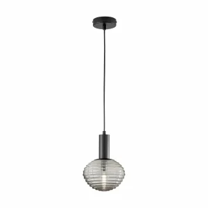 Clearance Eco-Light Suspension Ripple, noir/gris fumé, Ø 18 cm