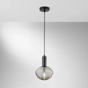 Clearance Eco-Light Suspension Ripple, noir/gris fumé, Ø 18 cm