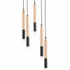 Outlet Alfa Suspension Rodeo, noir / couleur bois, à 5 lampes