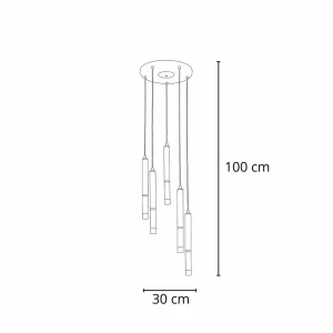 Outlet Alfa Suspension Rodeo, noir / couleur bois, à 5 lampes
