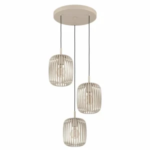Cheap EGLO Suspension Romazzina, Ø 46 cm, couleur sable, 3 lampes, acier