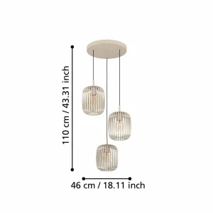 Cheap EGLO Suspension Romazzina, Ø 46 cm, couleur sable, 3 lampes, acier