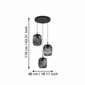 Cheap EGLO Suspension Romazzina, Ø 46 cm, noir, 3 lampes, acier