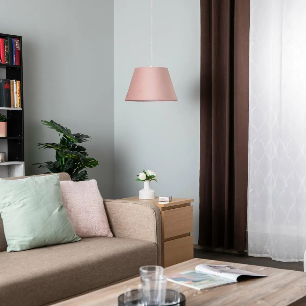 suspension_rosabelle_cne_rose___lampe_0.webp Sale Euluna Suspension Rosabelle, cône, rose, à 1 lampe