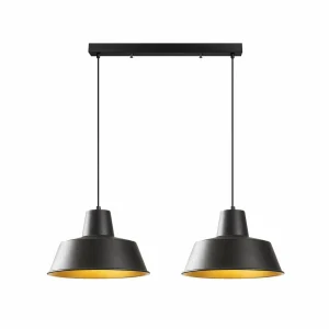 Sale Opviq Suspension Saglam 3738, noir/or, métal, à 2 lampes