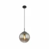 Outlet Globo Suspension Samos, Ø 25 cm, gris fumé/noir, verre