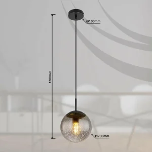 Shop Globo Suspension Samos, Ø 20 cm, gris fumé/noir, verre