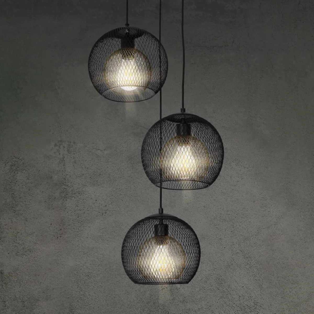 suspension_selina_double_abatjour_fil___lampes_1.webp Clearance NOWA GmbH Suspension Selina double abat-jour fil à 3 lampes