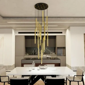 Hot EMIBIG LIGHTING Suspension Selter, doré, 17 flammes, métal