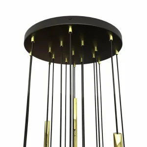 Hot EMIBIG LIGHTING Suspension Selter, doré, 17 flammes, métal