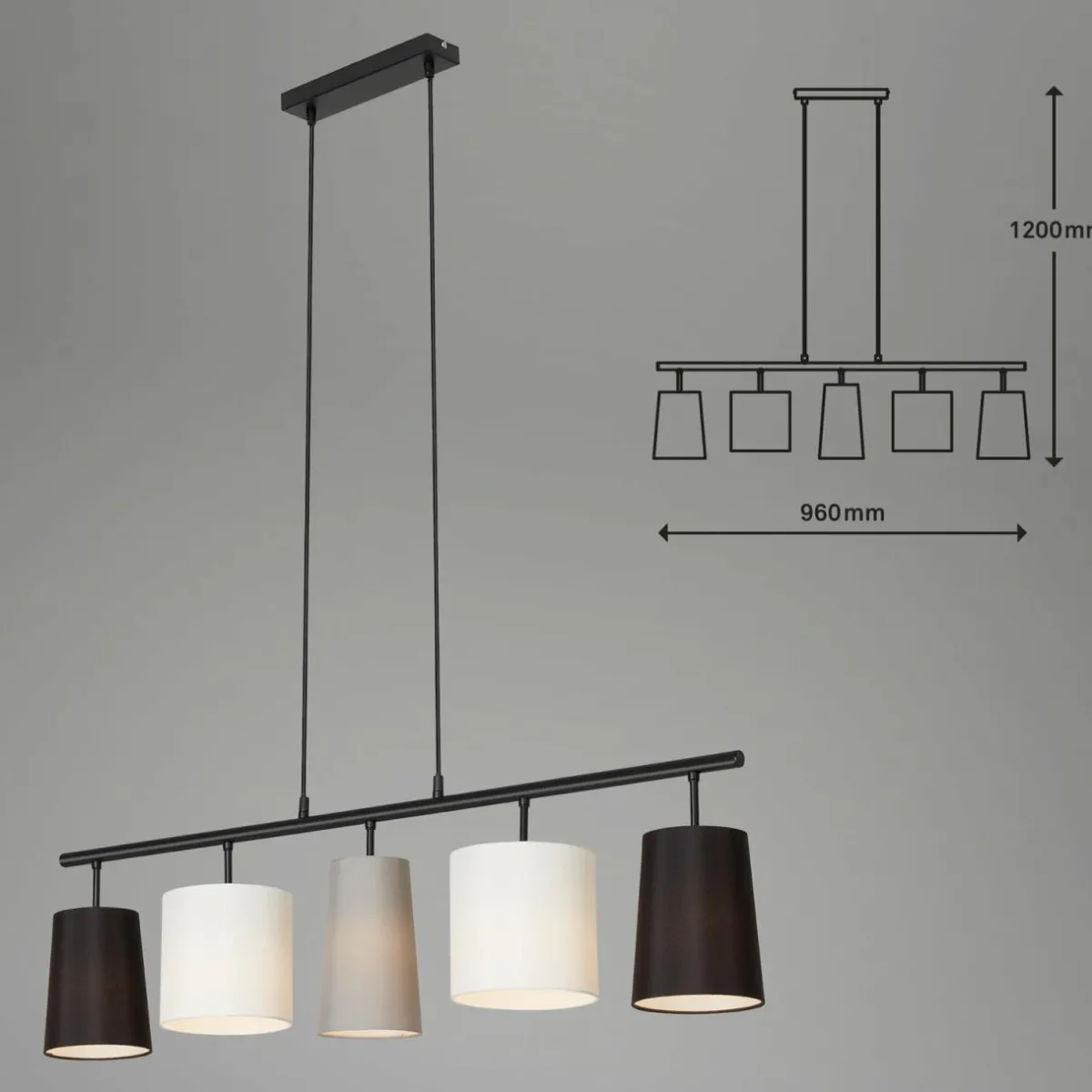 suspension_shades_avec__abatjour_tissu_2.webp Sale Briloner Suspension Shades avec 5 abat-jour tissu