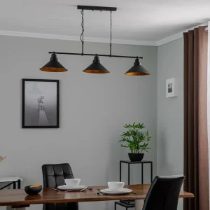 New Opviq Suspension Sivani MR-835 3 lampes linear noir/or