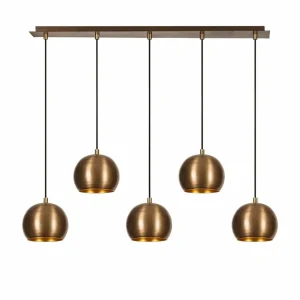 Sale Opviq Suspension Sivani MR-1000, or antique, fer, à 5 lampes