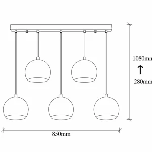 Sale Opviq Suspension Sivani MR-1000, or antique, fer, à 5 lampes