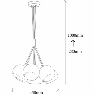 Cheap Opviq Suspension Sivani MR-629, turquoise, métal 7 lampes en faisceau