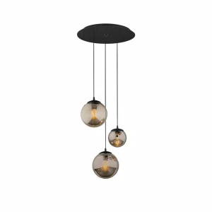 Cheap Euluna Suspension Smoky abat-jour verre, trois lampes