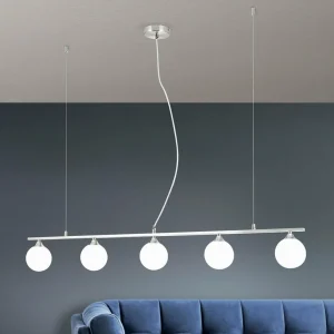Best Sale ORION Suspension Snowwhite à 5 lampes, nickel