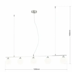 Best Sale ORION Suspension Snowwhite à 5 lampes, nickel