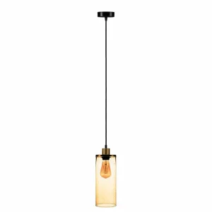 Flash Sale Euluna Suspension Soda Cylindre en verre jaune Ø 12cm