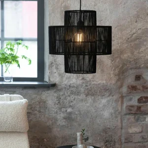 Outlet Markslöjd Suspension Soga, fiche, noir, jute, Ø 40 cm
