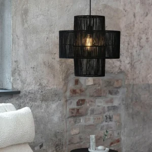 Outlet Markslöjd Suspension Soga, fiche, noir, jute, Ø 40 cm