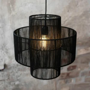 Outlet Markslöjd Suspension Soga, fiche, noir, jute, Ø 40 cm