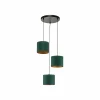 Store Luminex Suspension Soho cylindrique 3 lampes vert/doré