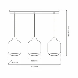 Discount Eko-Light Suspension Sombra, ambrée, à 3 lampes, longue