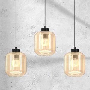 Discount Eko-Light Suspension Sombra, ambrée, à 3 lampes, longue