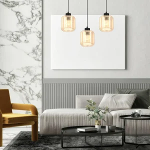 Discount Eko-Light Suspension Sombra, ambrée, à 3 lampes, longue
