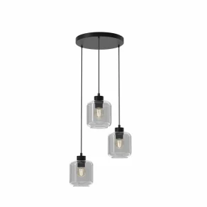 Outlet Eko-Light Suspension Sombra, fumée, à 3 lampes, ronde