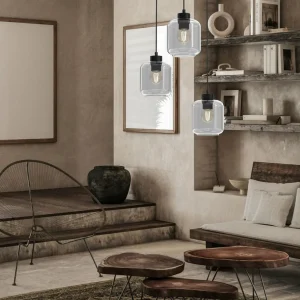 Outlet Eko-Light Suspension Sombra, fumée, à 3 lampes, ronde