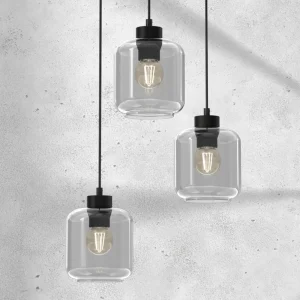 Outlet Eko-Light Suspension Sombra, fumée, à 3 lampes, ronde
