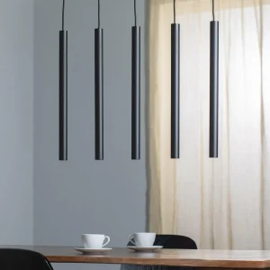 Online Euluna Suspension Sone, rosace angulaire, 5 lampes, noire