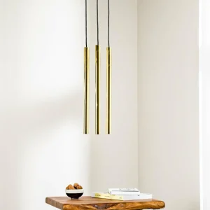 Best Sale Euluna Suspension Sone, rosace ronde, à 3 lampes, laiton