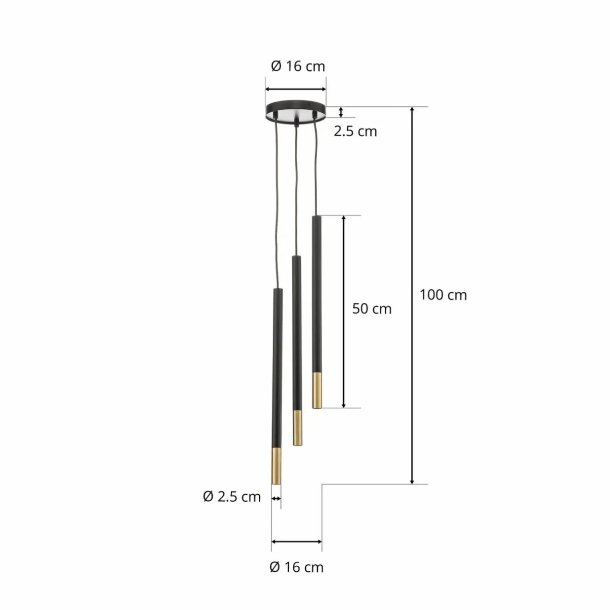 suspension_sopel_due__noiror___lampes_6.webp Shop SIGMA Suspension Sopel Due 3, noir/or, à 3 lampes.
