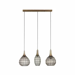 Best Sale Trio Lighting Suspension Soraya, à 3 lampes, poutre, métal, laiton vieilli
