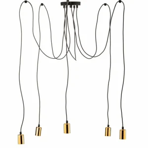 Outlet EMIBIG LIGHTING Suspension Spark 5 à 5 lampes, noire-cuivrée