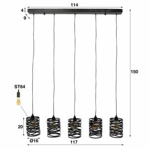 Clearance Zijlstra Suspension Spindlight à 5 lampes