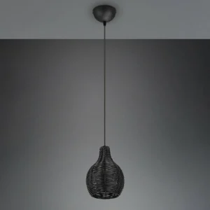 Hot Reality Leuchten Suspension Sprout en rotin, à 1 lampe, noire